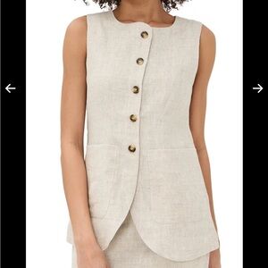 Belle Vere Anthropologie Linen Blend Button-Up Vest